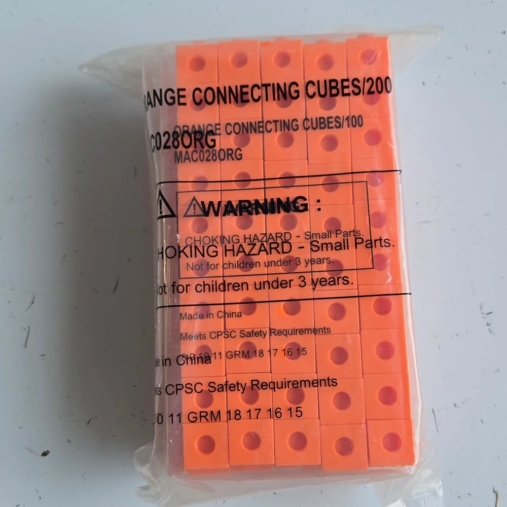 Orange Connecting Cubes 200 Count Math Manipulatives Homeschool, Counting toy